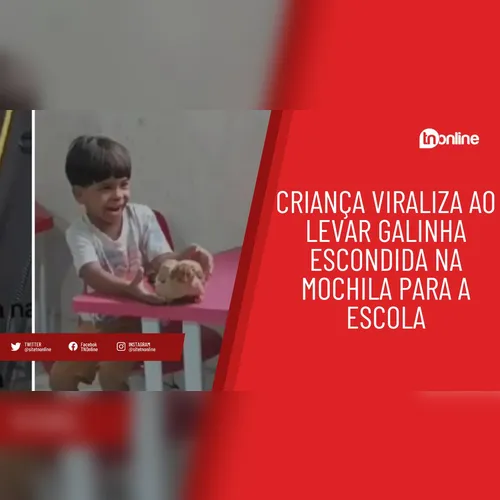 Criança viraliza ao levar galinha escondida na mochila para a escola
