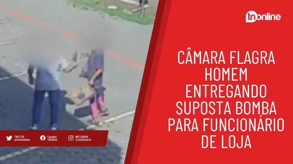 Câmara flagra homem entregando suposta bomba para funcionário de loja