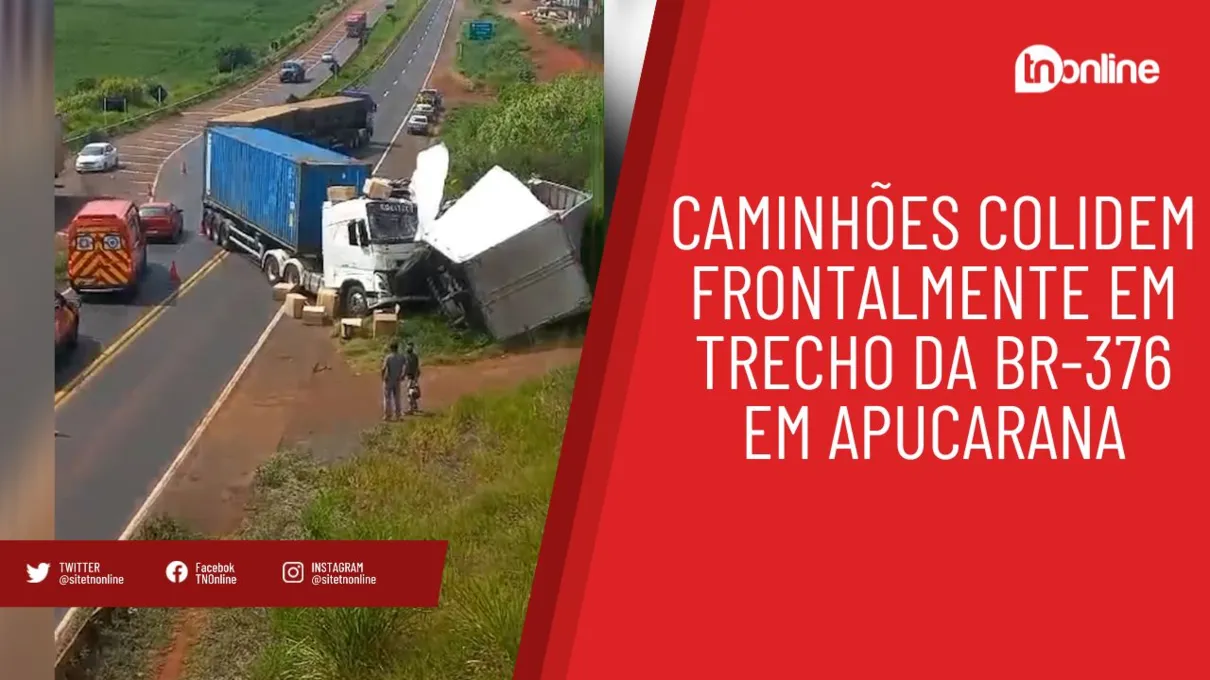 Caminhões colidem em trecho da BR-376 em Apucarana