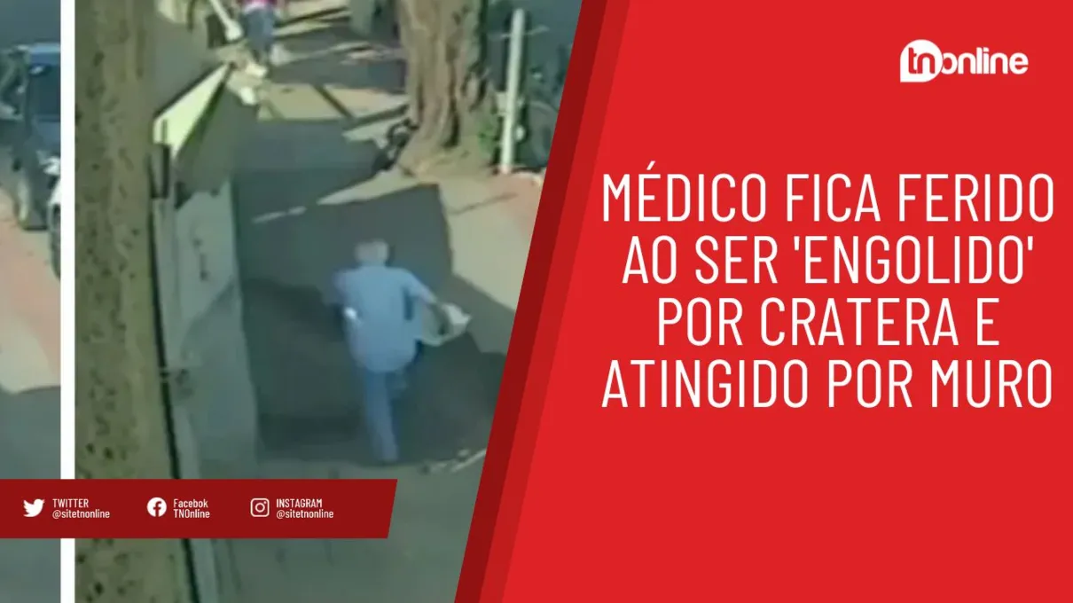 Médico fica ferido ao ser 'engolido' por cratera e atingido por muro