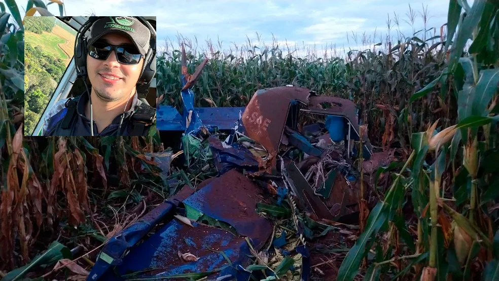 O avião caiu em uma propriedade rural