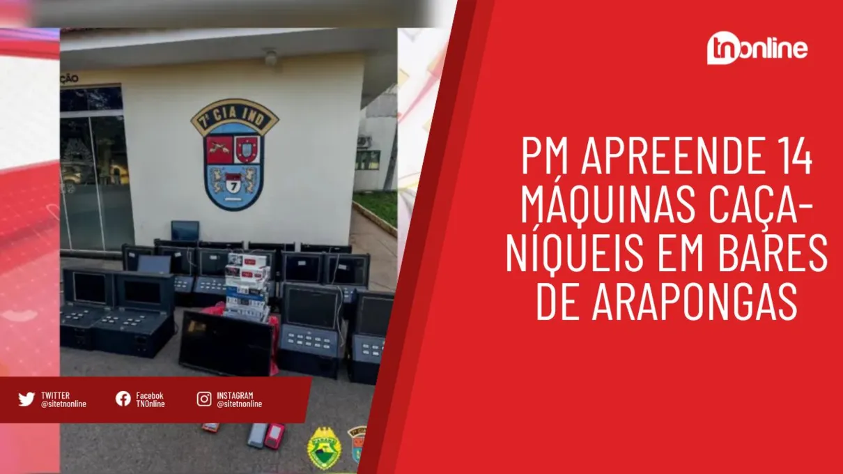 PM apreende 14 máquinas caça-níqueis em bares de Arapongas