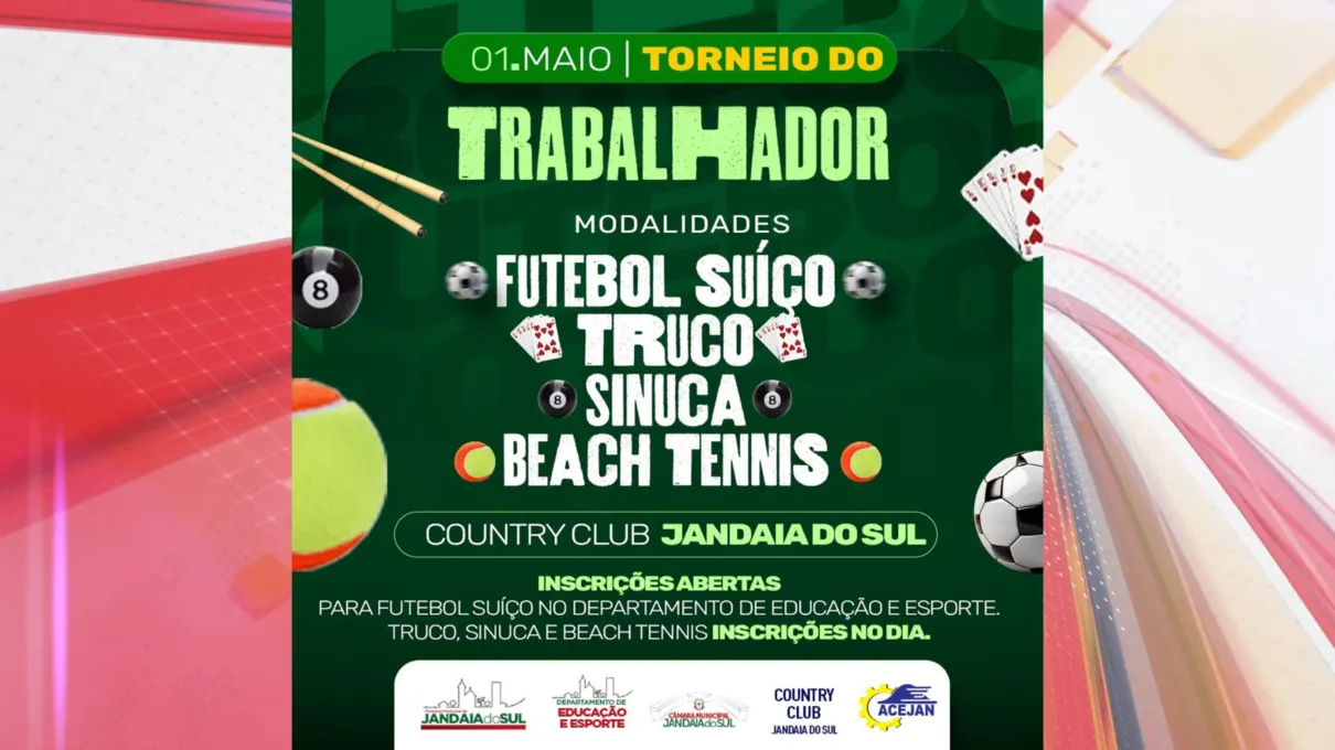 Torneio acontece no dia 1 de maio