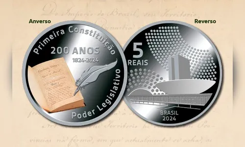 BC lança moeda comemorativa dos 200 anos da 1ª Constituição do Brasil