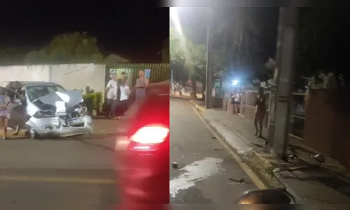 Homem fica ferido após colidir com carro em poste em Apucarana