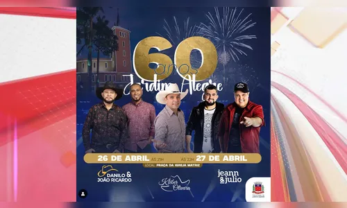 Jardim Alegre divulga a programação de shows do aniversário de 60 anos
