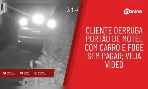 Cliente derruba portão de motel com carro e foge sem pagar