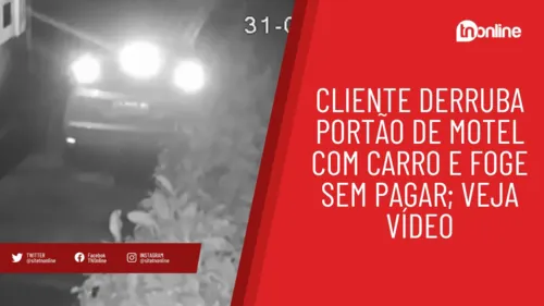 Cliente derruba portão de motel com carro e foge sem pagar