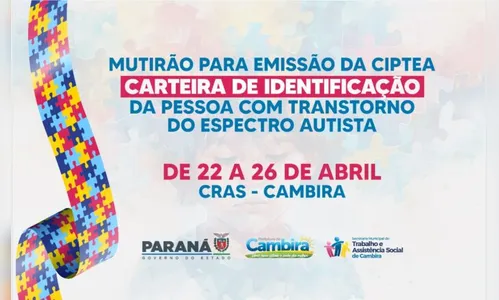 Cambira realizará mutirão para emissão de Carteirinha do Autista