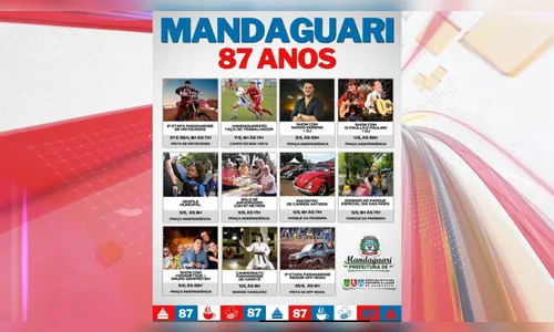 Confira a programação em comemoração ao aniversário de Mandaguari