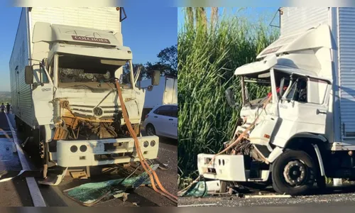 Caminhoneiro sai praticamente ileso após colisão traseira na PR-444