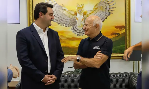 Ratinho trata parcerias ambientais com o velejador Vilfredo Schürmann