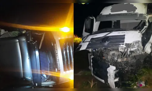 Colisão frontal entre carretas deixa dois feridos na PR-323