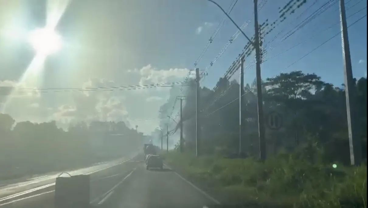 Bombeiros combatem mais um incêndio em vegetação às margens da BR-376