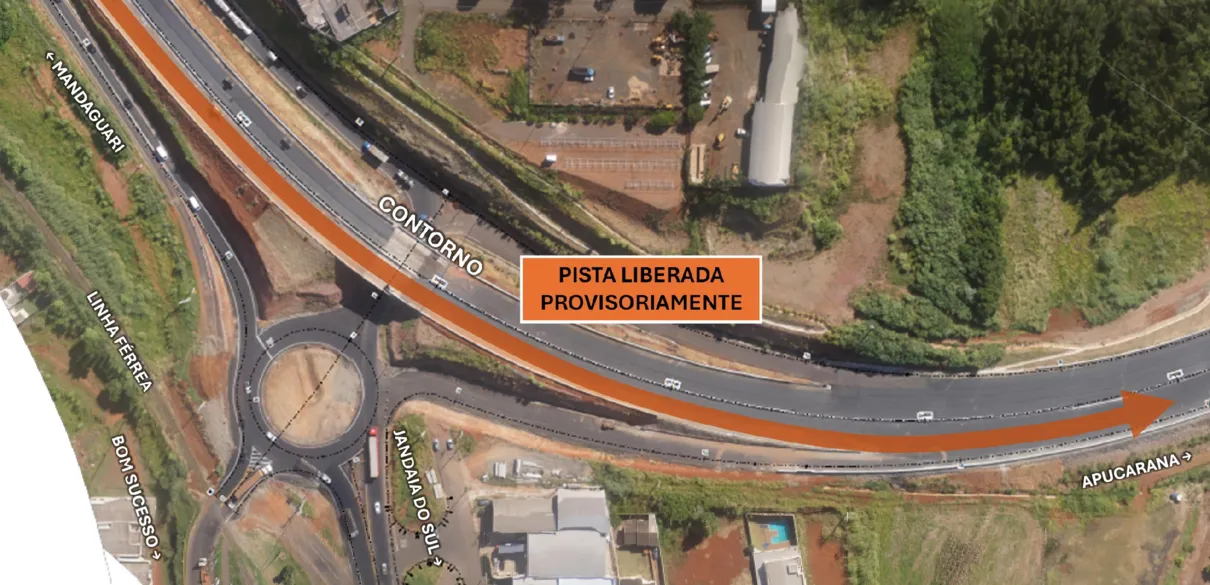 Pista será liberada provisoriamente no Contorno de Jandaia do Sul