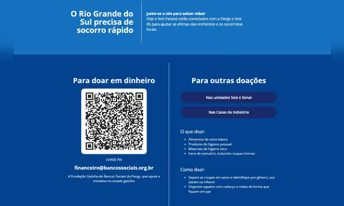 Fiep direciona auxílio aos desabrigados do RS; saiba como ajudar