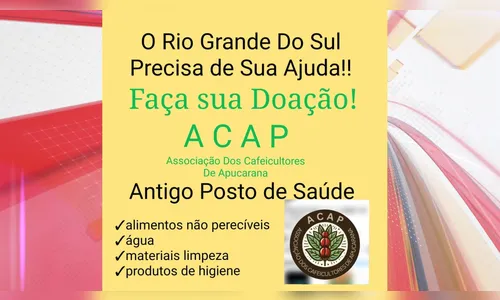 Associação dos cafeicultores arrecada doações para o Rio Grande do Sul