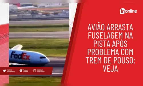 Avião arrasta fuselagem na pista após problema com trem de pouso