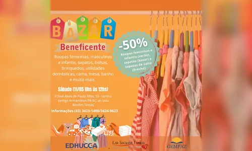 Bazar Beneficente tem nova edição neste sábado (11) em Apucarana