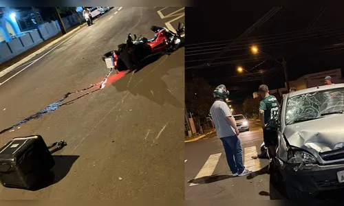 Entregador fica ferido ao colidir com veículo próximo à prefeitura