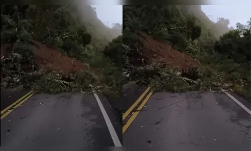 Rodovia em SC é totalmente bloqueada após deslizamento de terra; vídeo