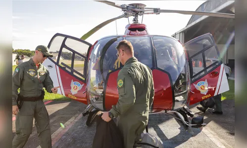 Helicóptero que vai ajudar vítimas das chuvas decola para o RS
