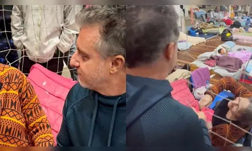 Após doar R$ 1 milhão, Luciano Huck visita abrigo no Rio Grande do Sul