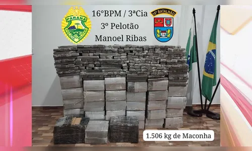 Mais de uma tonelada e meia de maconha é apreendida em Manoel Ribas