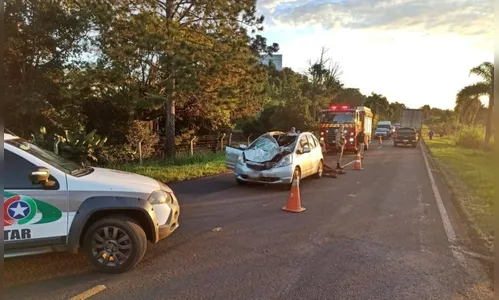Policiais militares ficam feridos após carro atropelar cavalo no PR