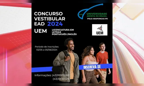 Polo UAB informa sobre inscrições para o vestibular EAD 2024 da UEM