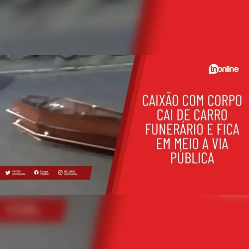 Caixão com corpo cai de carro funerário e fica em meio a via pública