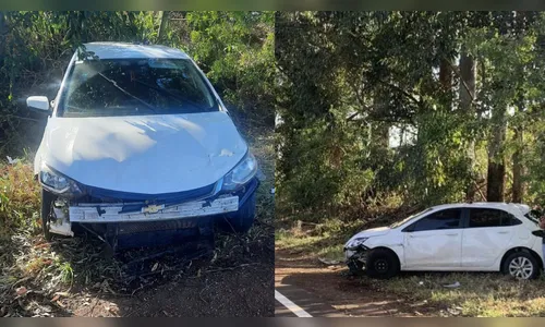 Jovem sai ilesa após carro com placas de Apucarana tombar na PR-170