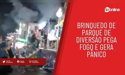 Brinquedo de parque de diversão pega fogo e gera pânico