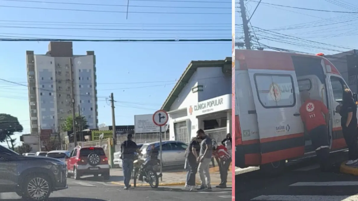 Motociclista fica ferido após colisão com carro no centro de Apucarana