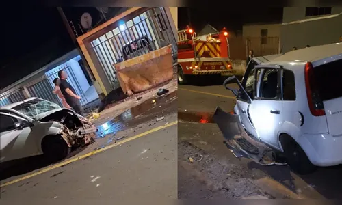 Carro bate contra caçamba e deixa duas mulheres feridas em Apucarana