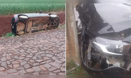 Logo após destombar carro, mulher volta a dirigir e bate contra poste