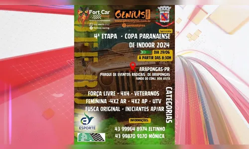 Arapongas vai sediar 4ª etapa Paranaense Indoor Desafio 4x4