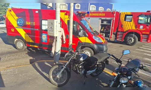 Garupa fica ferida após colisão entre motocicletas em Apucarana