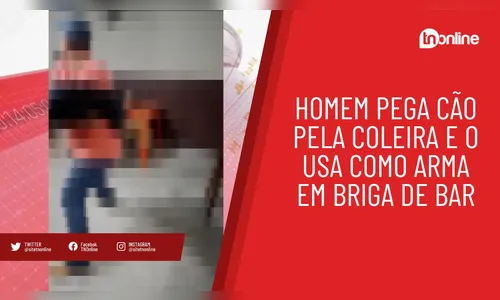 Homem pega cão pela coleira e o usa como arma em briga de bar