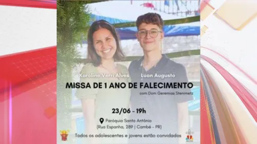Missa de um ano de falecimento de  Karoline Verri Alves (17) e Luan Augusto (16)