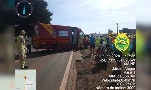 Motociclista fica ferido após acidente entre Jardim Alegre e Ivaiporã