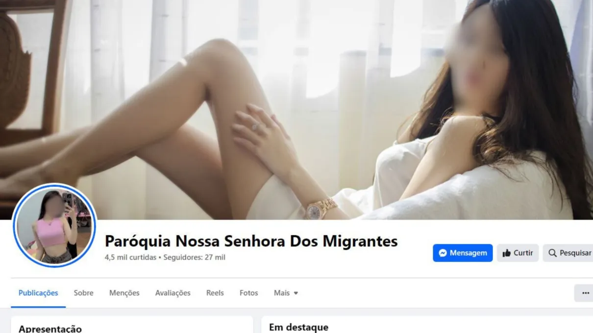 Fotos de mulheres em página de paróquia