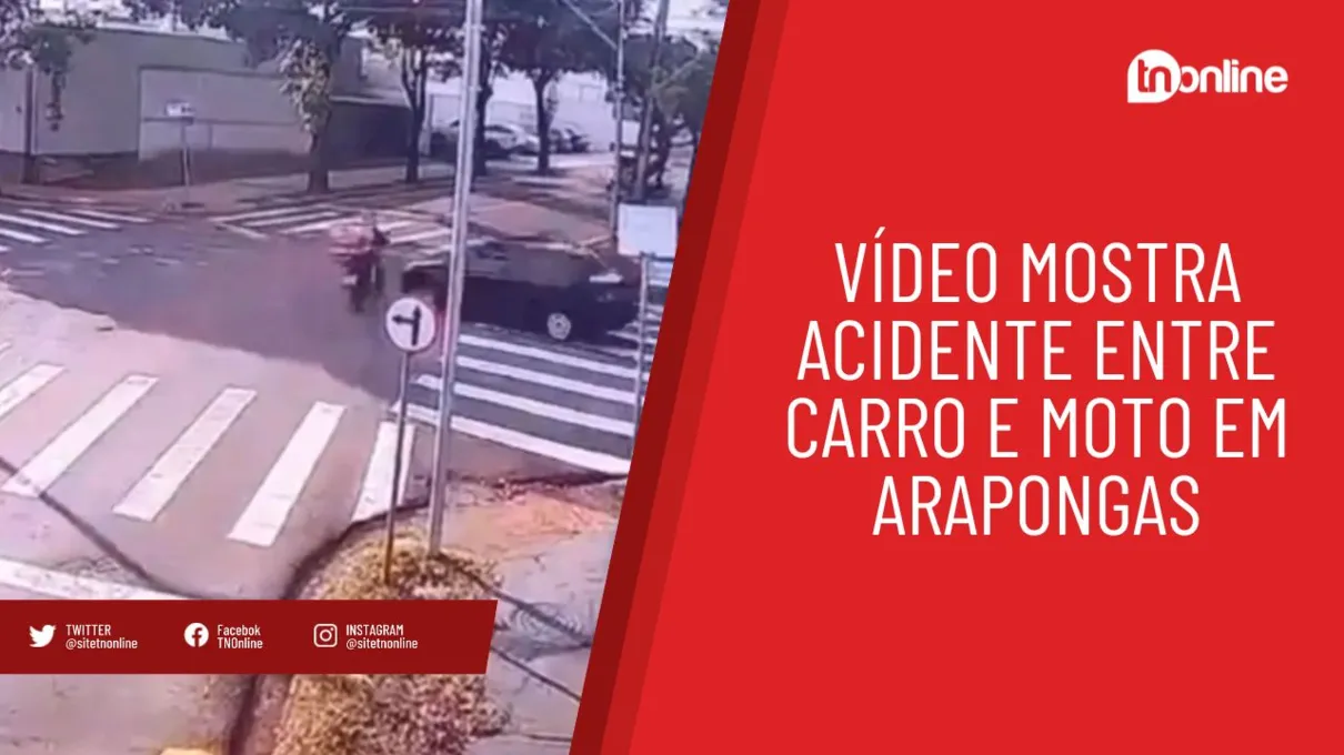 Vídeo mostra acidente entre carro e moto em Arapongas