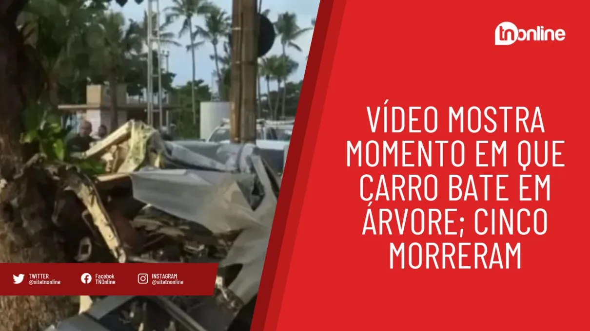 Vídeo mostra momento em que carro bate em árvore; cinco morreram