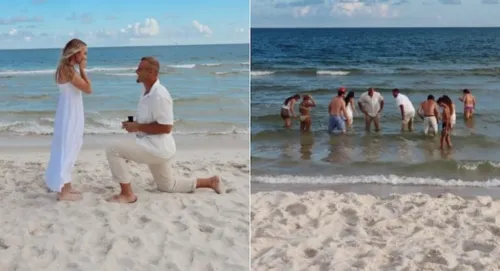 Aliança caiu no mar após pedido de casamento em praia