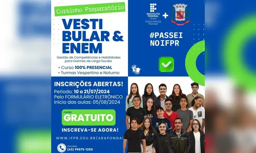 Saiba como se inscrever no cursinho preparatório gratuito de Arapongas