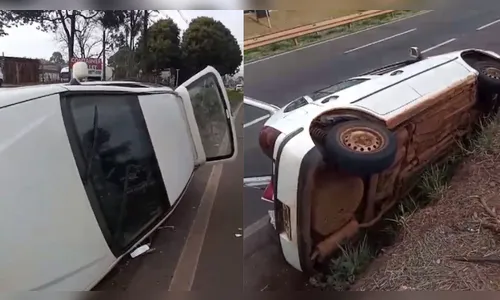 VW Gol tomba após colisão na BR-376 em Apucarana