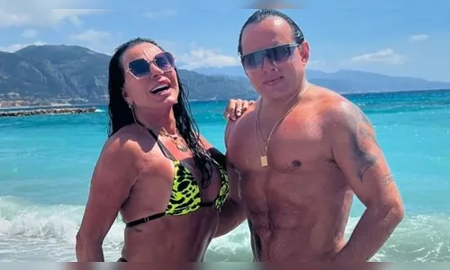 Gretchen exibe seu físico atual e do esposo