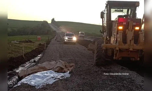 Idoso morre atropelado por motoniveladora em obra de estrada