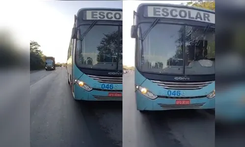 Motorista de ônibus escolar anda de ré na contramão na BR-343
